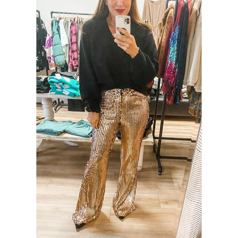 Gold Sequin Flare Pants – Lily Love Boutique