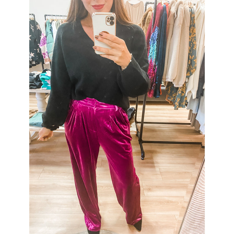 Magenta Velvet Pants – Printed in Pink Boutique