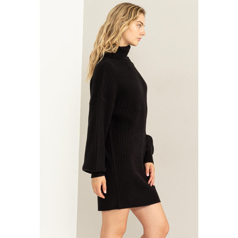 Ozarow Black Turtleneck Sweater Dress | La petite garonne Medium Ozarow Black Turtleneck Sweater Dress | La petite garonne Medium