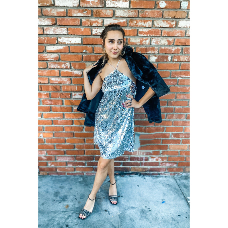 Silver Halter Sequin Dress Lily Love Boutique Silver Halter Sequin Dress Lily Love Boutique