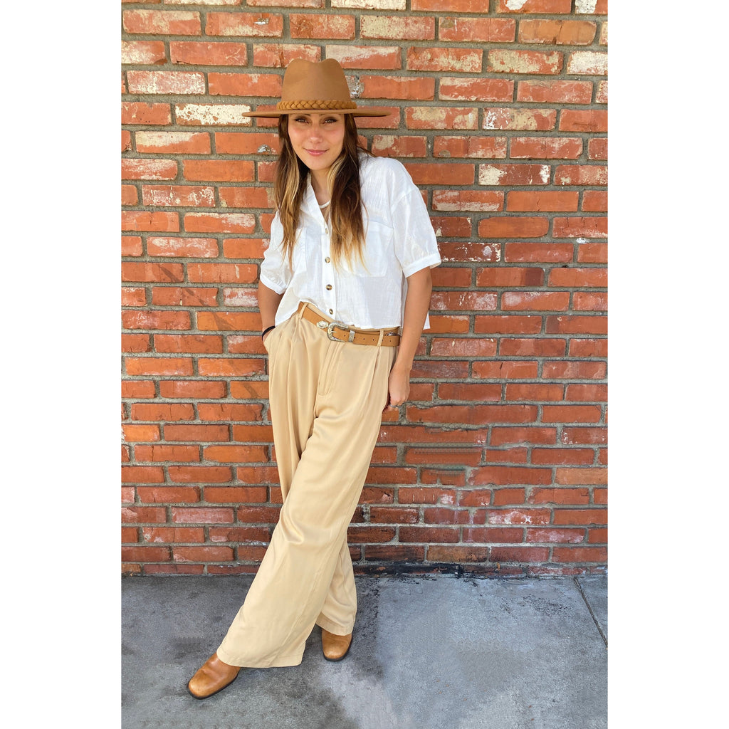 Khaki Wide Leg Pants