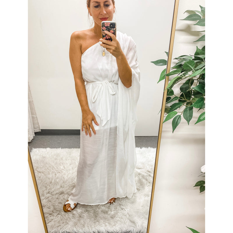 one shoulder dress white White One Shoulder Dress – Lily Love Boutique