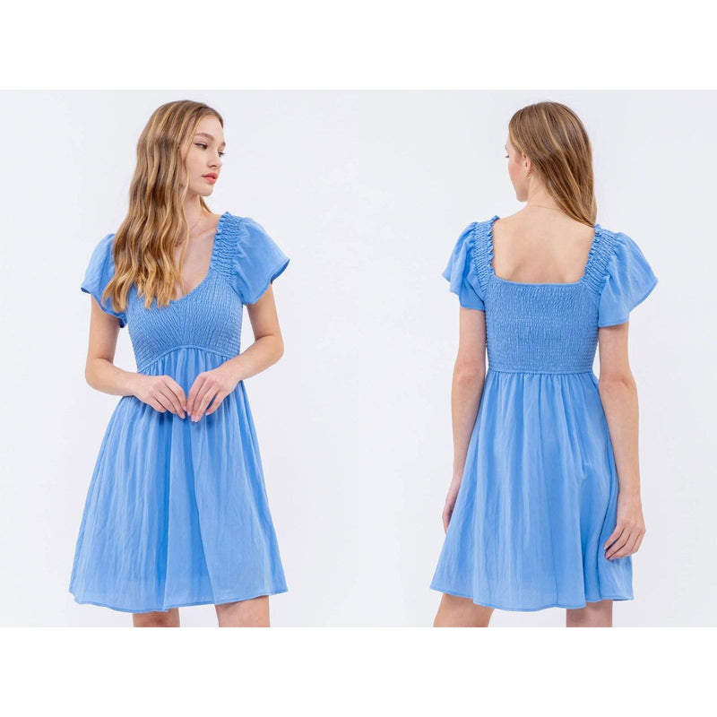 Powder Blue Smocked Dress