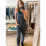 Charcoal Ribbed Jumpsuit