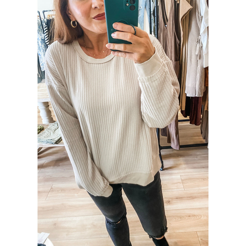 Cream Soft Knit Top