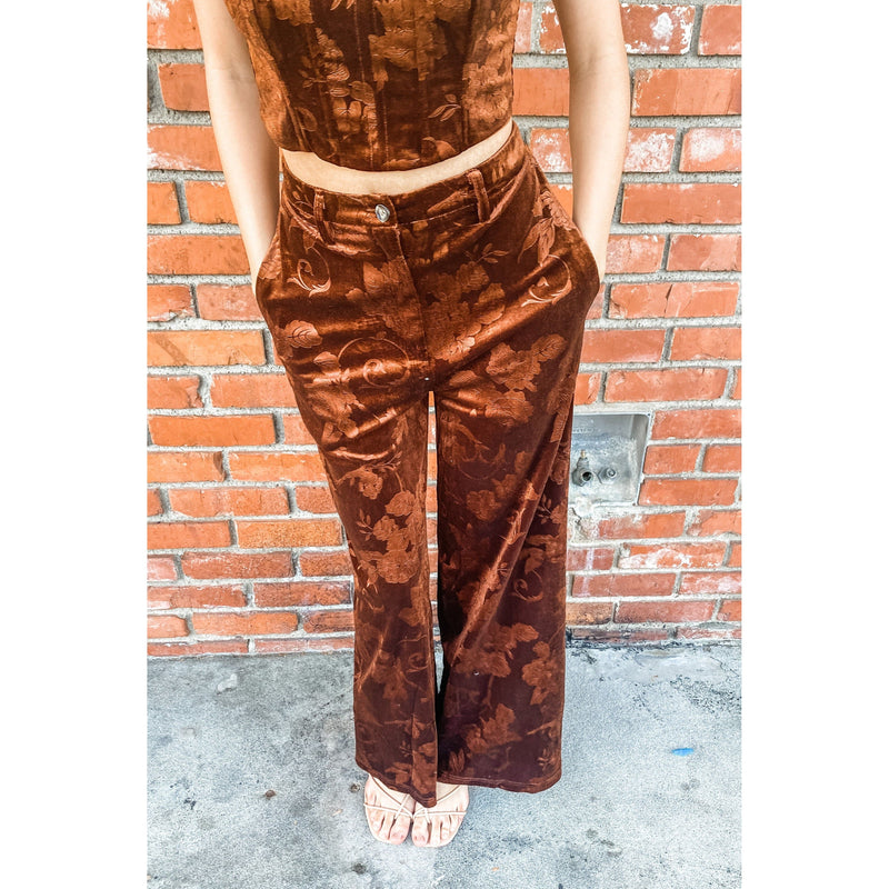Chocolate Velour Embossed Two Piece Set