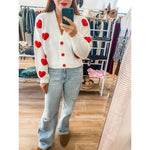 White 3D Heart Cardigan