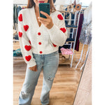 White 3D Heart Cardigan