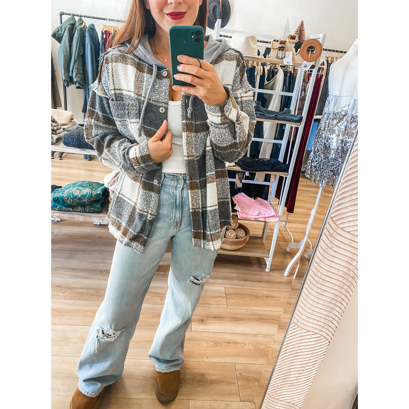 Grey Plaid Shacket