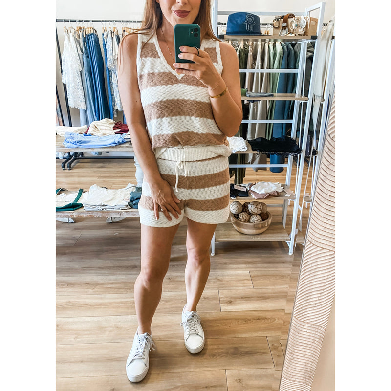 Taupe and Cream Stripe Set