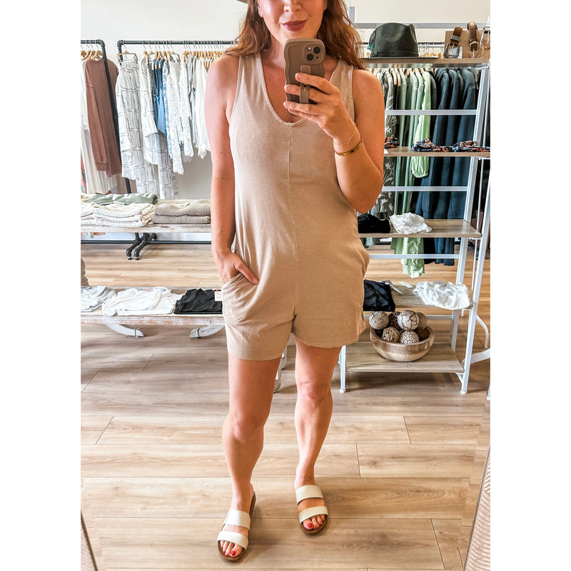 Taupe Mineral Wash Romper