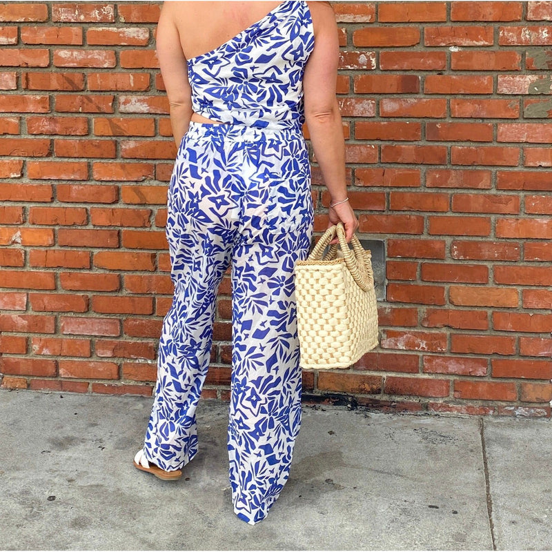 Blue and White Pocketed Pants