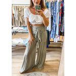 Olive Tiered Wide Leg Pants