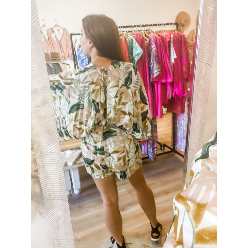 Green and Mustard Floral Romper