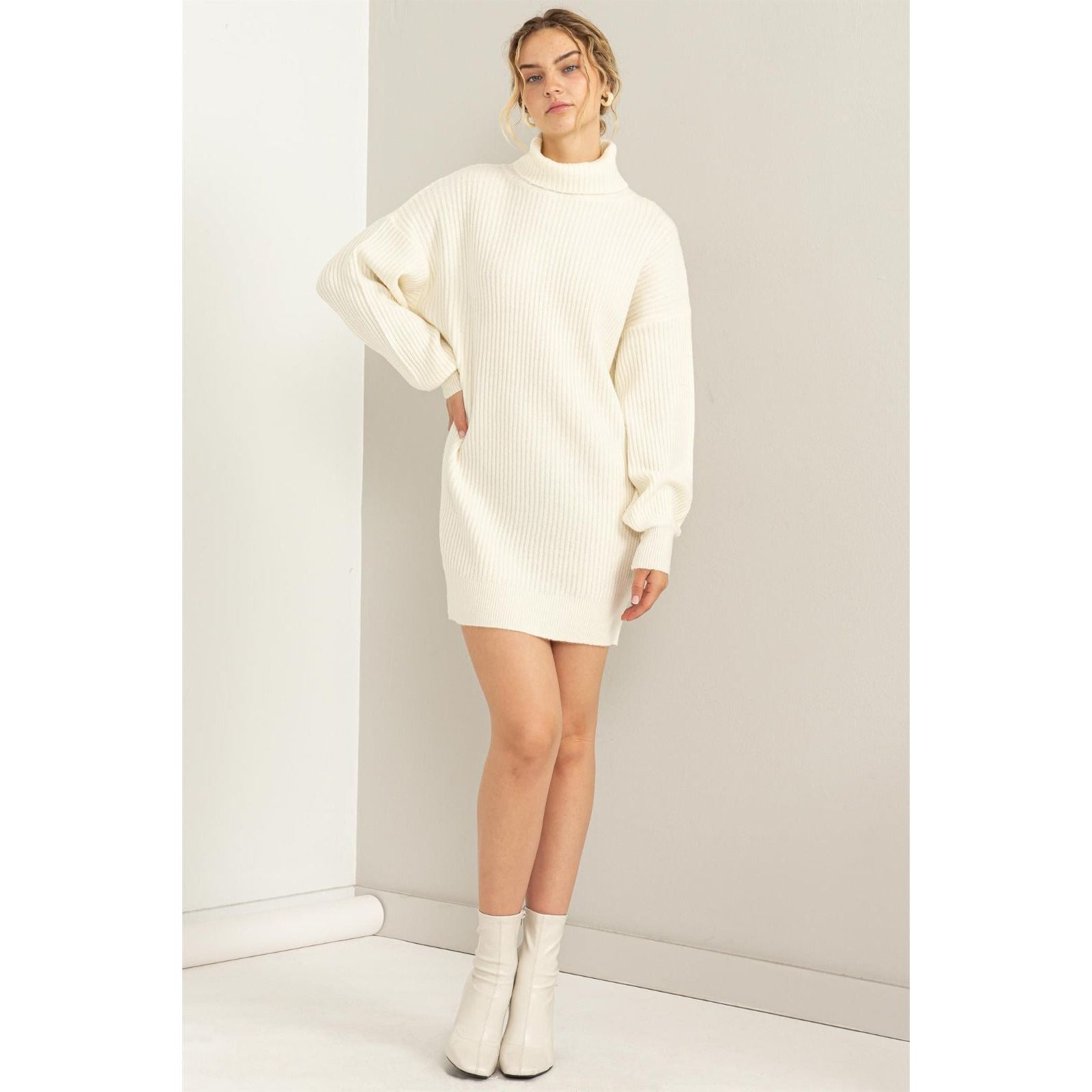 Turtleneck Sweater Dress- 2 COLORS! medium / Cream Turtleneck Sweater Dress- 2 COLORS! medium / Cream