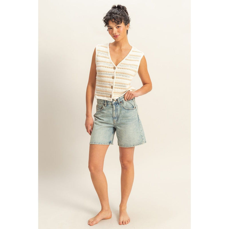 Taupe Stripe Knit Vest
