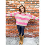Beige and Pink Stripe Sweater