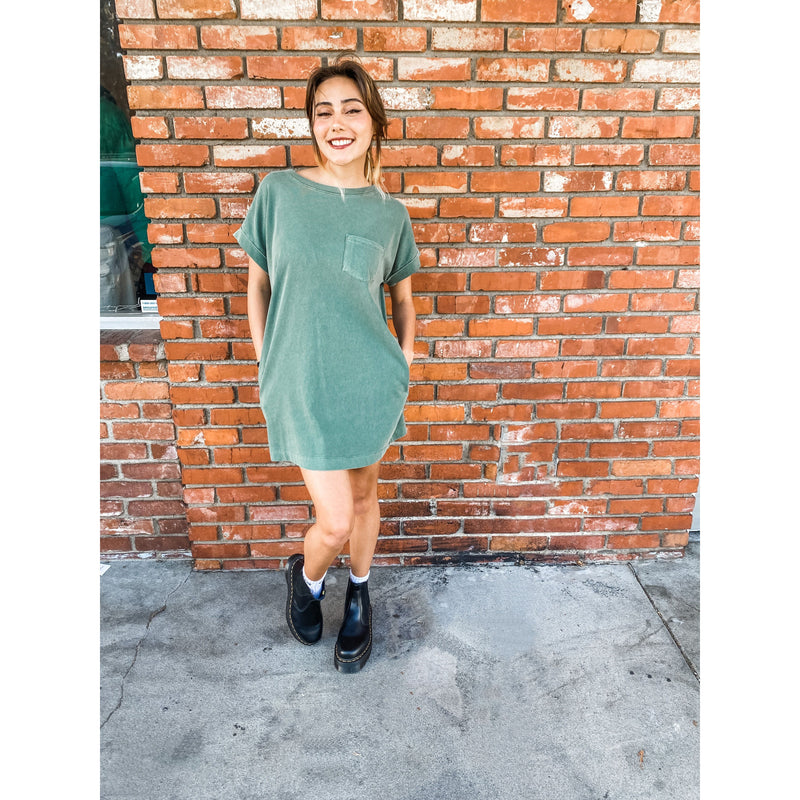 Pocketed T-shirt Dress- 2 COLORS!