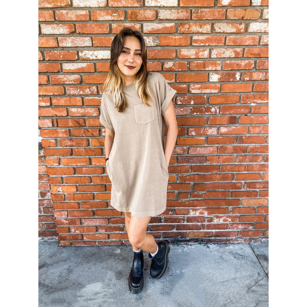 Pocketed T-shirt Dress- 2 COLORS!